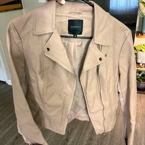Light pink neutral faux leather jacket